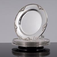 6 Georg Jensen ACORN 642D Sterling Silver Bread Plates, Johan Rohde - Sold for $3,456 on 10-11-2026 (Lot 699).jpg